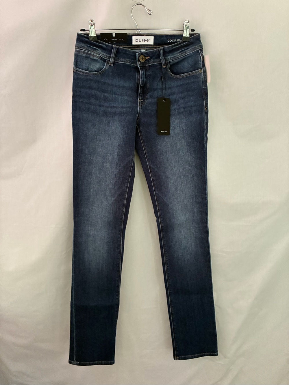 DL1961 Women's Coco Curvy Straight Jeans Pacific Medium-Dark Blue Wash Size 27